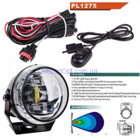 Фара доп. PL-1275 LED-ZES/12V-9W-900LM/D=70mm/эл.проводка (PL-1275-LED)