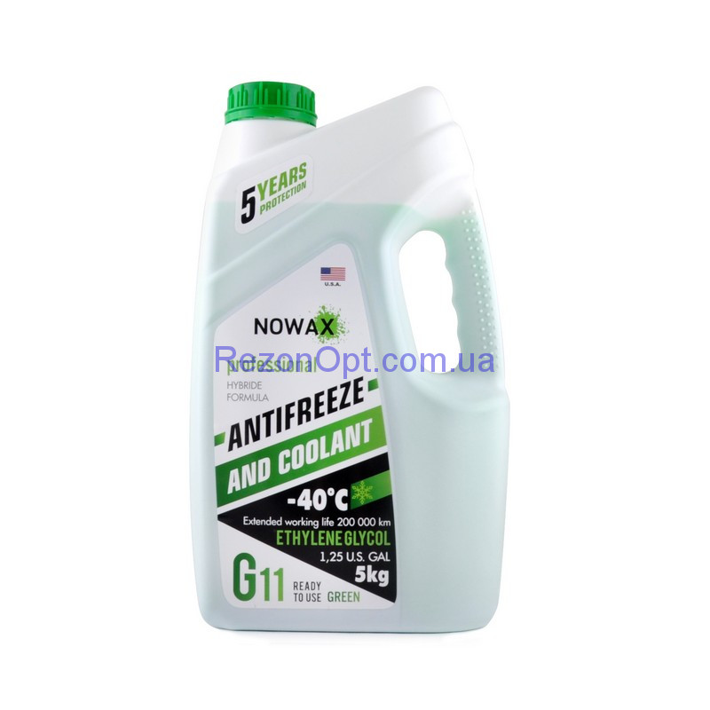 Антифриз NOWAX G11 зеленый готовая жидкость 5 кг (NX05003)