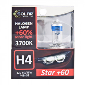 Галогеновая лампа Solar H4 12V 60/55W P43t-38 Starlight +60% (1234S2)